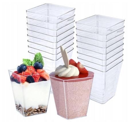 Pojemniki plastikowe do deserów FINGER FOOD SPACE4 kateringowe 200ml 24 szt