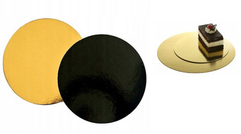 PODKŁAD POD TORT OKRĄGŁY GŁADKI ZŁOTO-CZARNY fi26cm a1szt