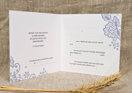 ZAPROSZENIA ŚLUBNE Z KOPERTAMI WZÓR KORONKA 10SZT