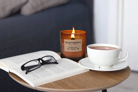 Świeca eko z drewnianym knotem LIŚĆ LAUROWY JEŻYNA 300g