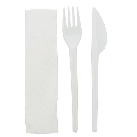 ZESTAW SZTUĆCÓW PLASTIKOWYCH NÓZ+WIDELEC+SERWETKA a350szt
