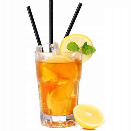 SŁOMKI PAPIEROWE CZARNE 8X19,7 CM 100SZT