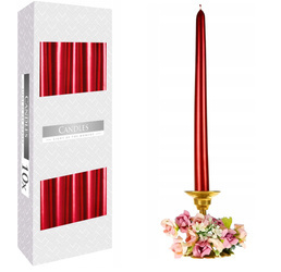 ŚWIECA STOŻKOWA ŚWIECZKA STOŁOWA CZERWONY METALIK a10