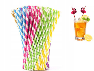 SŁOMKA Z PAPIERU KOLOR 100SZT