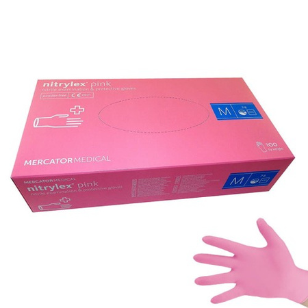 RĘKAWICZKI NITRYLOWE MERCATOR RÓŻOWE M 100 SZT