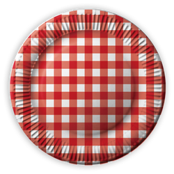 TALERZYKI PAPIEROWE 23CM T06 KRATKA CZERWONA 8 SZT