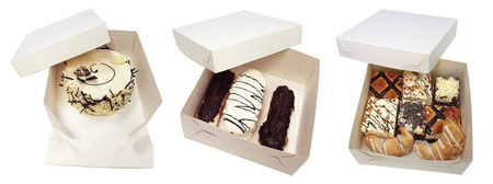 PUDEŁKO NA CIASTO KARTONIK NA PĄCZKI BIAŁY 24x18x7 a50szt