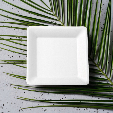 TALERZ ECO Z TRZCINY CUKROWEJ KWADRAT 26cm 50szt