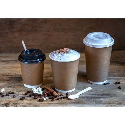 KUBEK PAPIEROWY DWUWARSTWOWY DO KAWY KRAFT/BIAŁY 16oz 400ml a25szt