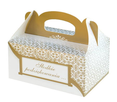 PUDEŁKO NA CIASTO 19x14x9CM wzór PS01 ZŁOTE a10szt