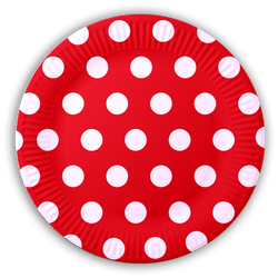 Talerz talerzyki papierowe 23cm T08 CZERWONY W KROPKI 8szt