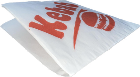 TOREBKA PAPIEROWA + PE KEBAB 15x16cm a250szt CZERWONY NAPIS KEBAB