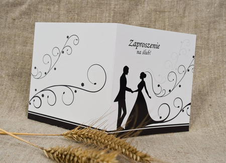 ZAPROSZENIA ŚLUBNE Z KOPERTAMI WZÓR MŁODA PARA 10SZT