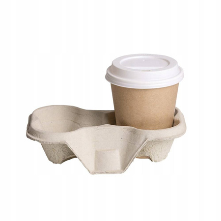 PODSTAWKA NA 2 KUBKI PULPA PAPIEROWA 10SZT