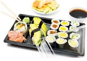 Pojemnik tacka do sushi czarna 185x130x40mm a50szt
