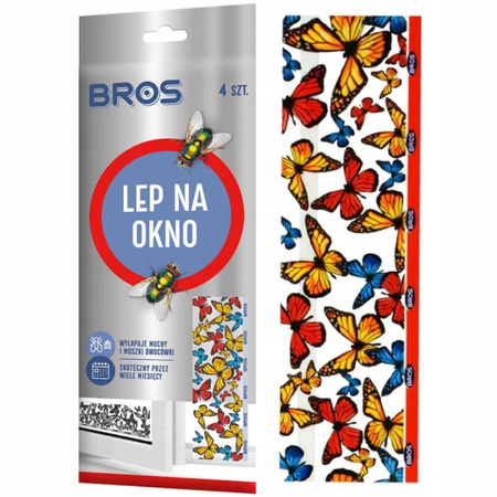 BROS LEP PŁASKI NA OKNO MUCHY MUSZKI OWOCÓWKI 4PAK
