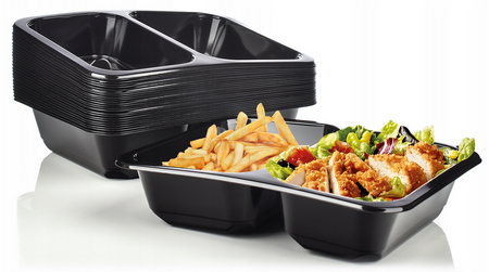 POJEMNIK CATERINGOWY DO ZGRZEWU DWUDZIELNY 227x178x30MM 550ML 50 SZT