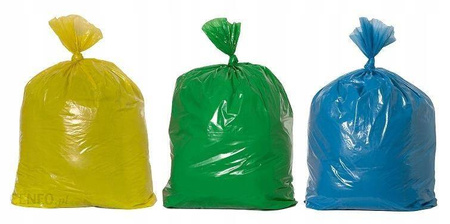 WORKI NA ŚMIECI ZESTAW ŻÓŁTE ZIELONE NIEBIESKIE 35L a150szt