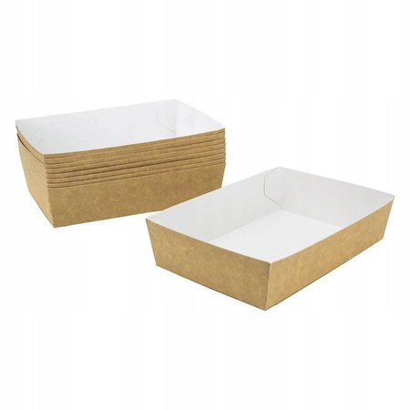 TACKA GŁĘBOKA PAPIEROWA ŁÓDKA "M" 180x120x45 KRAFT/BIAŁA