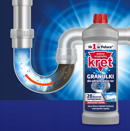 UDRAŻNIACZ DO RUR KRET GRANULKI 800G