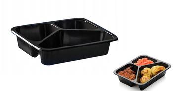 POJEMNIK CATERINGOWY DO ZGRZEWU TRÓJDZIELNY 227x178x50MM 1300ML 50 SZT