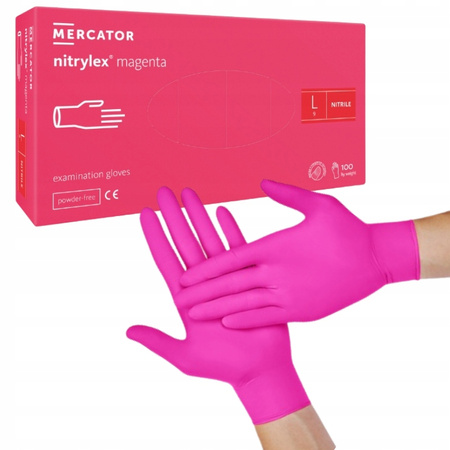 RĘKAWICE NITRYLOWE RÓŻOWE ROZMIAR L 100 SZT