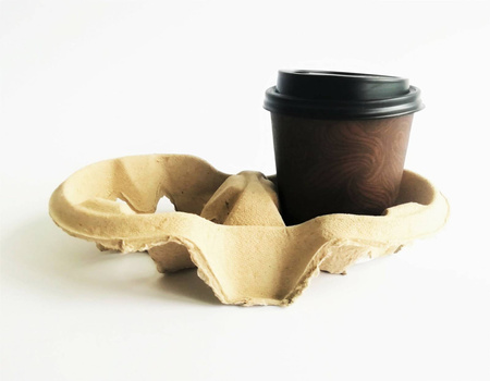 PODSTAWKA NA 2 KUBKI PULPA PAPIEROWA 10SZT