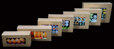 Pudełka z okienkiem na ciastka pierniki sushi 22x9x5cm a100szt