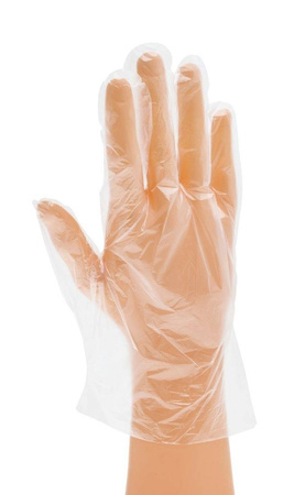 RĘKAWICE OCHRONNE HDPE FOLIOWE ZRYWKI MOCNE 13mikr. L