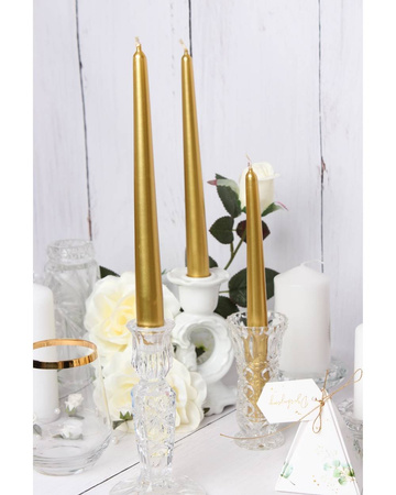 ŚWIECA STOŻKOWA ŚWIECZKA STOŁOWA ZŁOTY METALIK a10