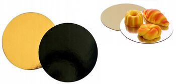 PODKŁAD POD TORT OKRĄGŁY GŁADKI ZŁOTO-CZARNY fi20cm a1szt