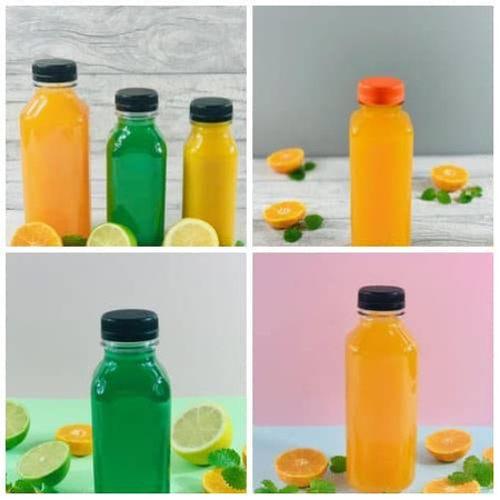 Butelka kwadratowa plastikowa 400 ml z nakrętką