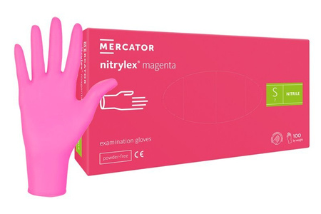 RĘKAWICZKI NITRYLOWE MERCATOR RÓŻOWE S 100 SZT