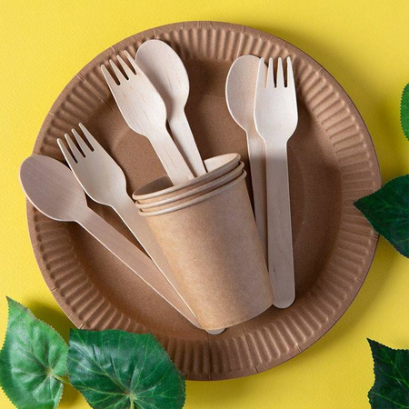 ŁYŻKI DREWNIANE JEDNORAZOWE 16CM a100szt