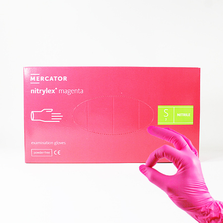 RĘKAWICZKI NITRYLOWE MERCATOR RÓŻOWE S 100 SZT