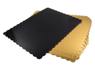 PODKŁAD POD TORT FALBANKA ZŁOTO-CZARNY 30x40cm a1szt