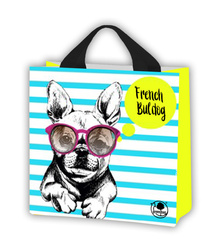 Torba ekologiczna na zakupy BULDOG FRANCUSKI mocna gruba recykling 1szt
