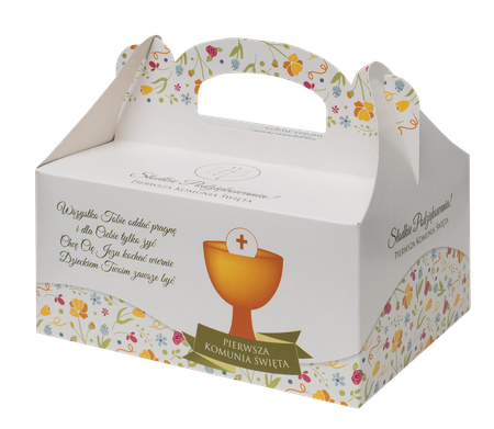 PUDEŁKO NA CIASTO 19x14x9CM wzór PS19 KOMUNIA a10szt