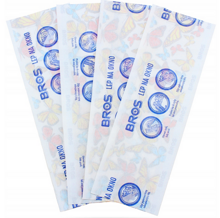 BROS LEP PŁASKI NA OKNO MUCHY MUSZKI OWOCÓWKI 4PAK