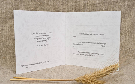 ZAPROSZENIA ŚLUBNE Z KOPERTAMI WZÓR ORNAMENT 10SZT