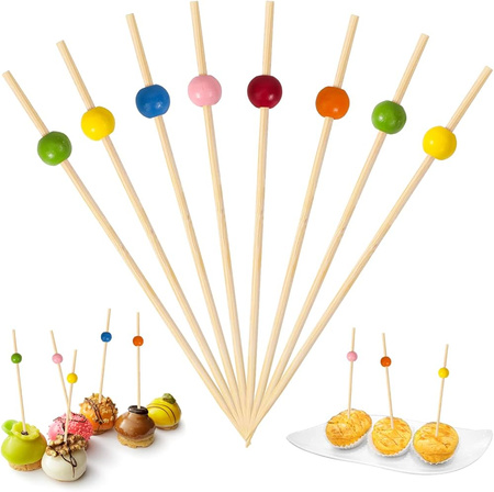 WYKAŁACZKI DREWNIANE BANKIETOWE KULKA MIX KOLOR 12CM 100SZT