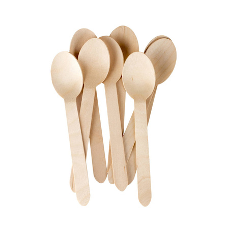 ŁYŻKI DREWNIANE JEDNORAZOWE 16CM a100szt