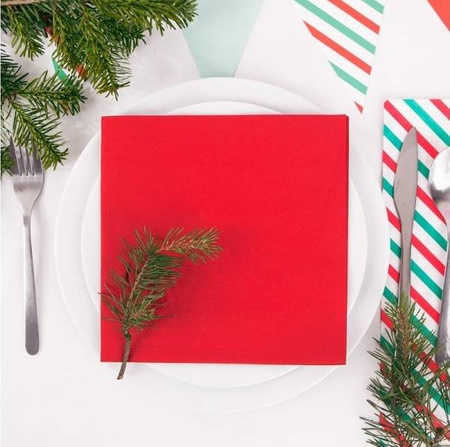 SERWETKI GASTRONOMICZNE CZERWONE SKŁADANE 1/4 33x33CM 250SZT