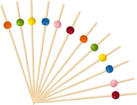 WYKAŁACZKI DREWNIANE BANKIETOWE KULKA MIX KOLOR 12CM 100SZT