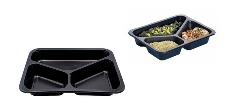 POJEMNIK CATERINGOWY DO ZGRZEWU TRÓJDZIELONY 227x178x40MM 900ML 50 SZT