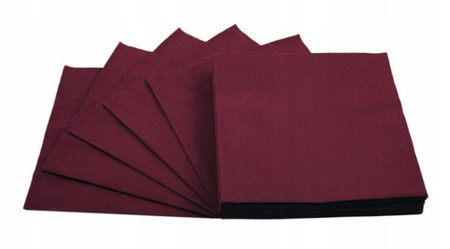 SERWETKI GASTRONOMICZNE BORDO 17x17CM 400SZT