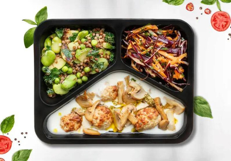 POJEMNIK CATERINGOWY DO ZGRZEWU TRÓJDZIELNY 227x178x50MM 1300ML 50 SZT