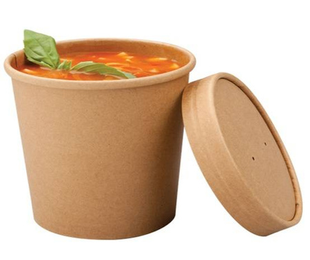 MISKA 50szt + WIECZKO 50szt PAP. KRAFT/BIAŁE - ZUPA 500ml 115MM