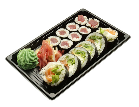 Pojemnik tacka do sushi czarna 330x255x45 mm a25szt