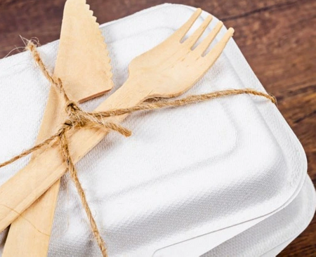 POJEMNIK OBIADOWY ECO Z TRZCINY CUKROWEJ NIEDZIELONY 18x13,5x60cm a50szt 600ml